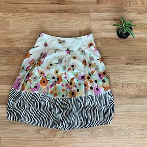 Fall A-line Cotton Skirt w/Flowers & Animal Print